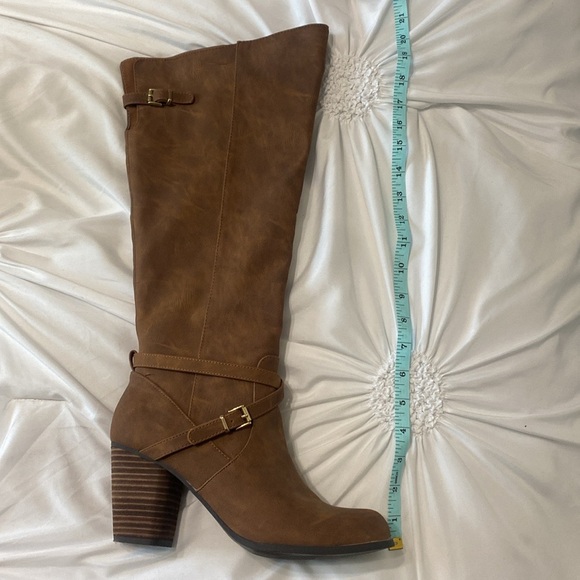 Madden Girl - Davvis Tall Shaft Boots (Cognac w/ Buckle details). Women's size 9 - Picture 6 of 11